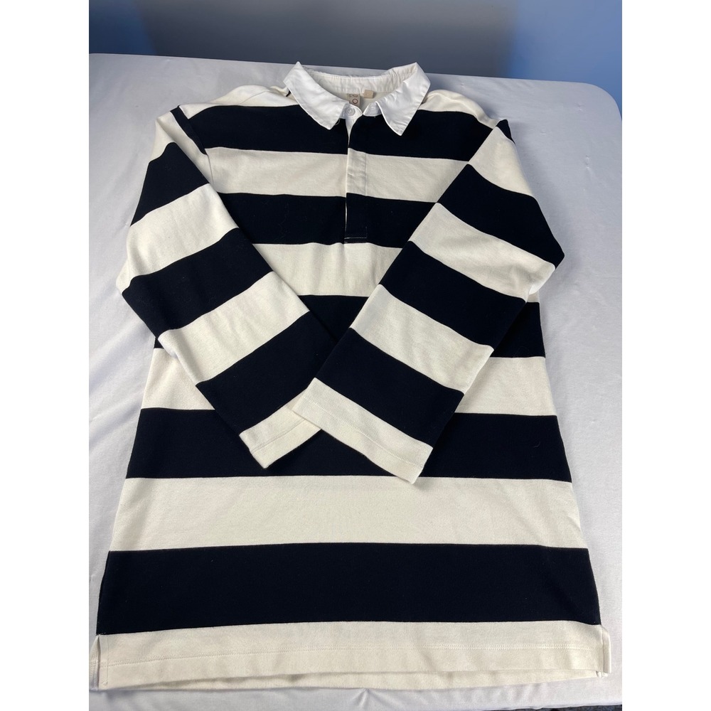 Dolan Left Coast Collection Womens Black White Long Sleeve Rugby Shirt Dress Med